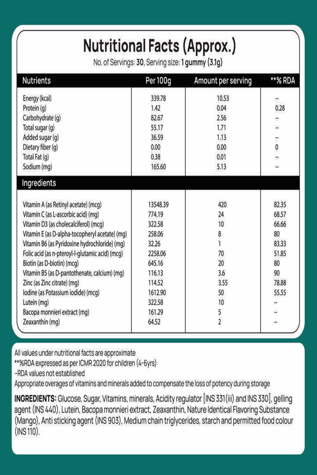 Kids Gummies - Children's Multivitamin with Eye Support